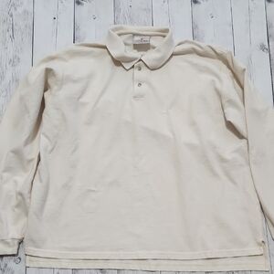 J. Wesley Hanes Mens Cream Polo Shirt Approximately XL in Size.